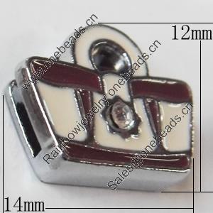 Slider, Zinc Alloy Bracelet Findinds, Bag, 14x12mm, Interior Diameter:8mm, Sold by Bag