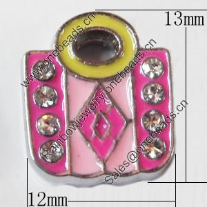 Slider, Zinc Alloy Bracelet Findinds, 12x13mm, Interior Diameter:10mm, Sold by Bag