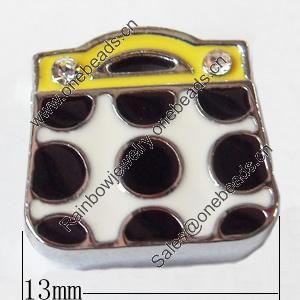 Slider, Zinc Alloy Bracelet Findinds, 13x13mm, Interior Diameter:10mm, Sold by Bag