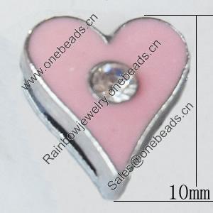 Slider, Zinc Alloy Bracelet Findinds, Heart, 10x10mm, Interior Diameter:7mm, Sold by Bag