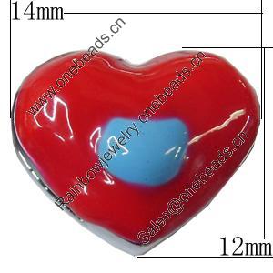 Slider, Zinc Alloy Bracelet Findinds, Heart, 14x12mm, Interior Diameter:8mm, Sold by Bag