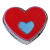 Slider, Zinc Alloy Bracelet Findinds, Heart, 14x12mm, Interior Diameter:8mm, Sold by Bag