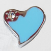 Slider, Zinc Alloy Bracelet Findinds, Heart, 13x12mm, Interior Diameter:8mm, Sold by Bag