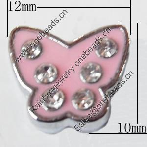 Slider, Zinc Alloy Bracelet Findinds, Butterfly, 12x10mm, Interior Diameter:8mm, Sold by Bag
