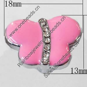 Slider, Zinc Alloy Bracelet Findinds, Butterfly, 18x13mm, Interior Diameter:10mm, Sold by Bag