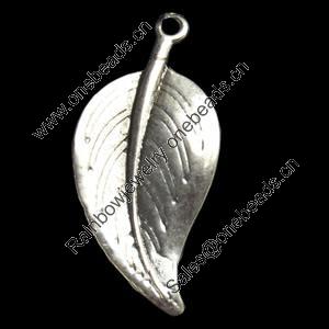 Pendant, Zinc Alloy Jewelry Findings, Leaf, 12x25mm, Sold by Bag
