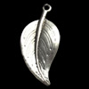 Pendant, Zinc Alloy Jewelry Findings, Leaf, 12x25mm, Sold by Bag