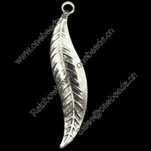 Pendant, Zinc Alloy Jewelry Findings, Leaf, 9x44mm, Sold by Bag