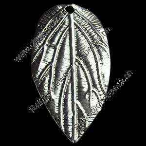 Pendant, Zinc Alloy Jewelry Findings, Leaf, 21x38mm, Sold by Bag