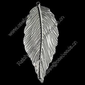 Pendant, Zinc Alloy Jewelry Findings, Leaf, 28x73mm, Sold by Bag