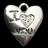 Pendant, Zinc Alloy Jewelry Findings, Heart, 13x15mm, Sold by Bag