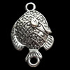 Connector, Zinc Alloy Jewelry Findings, Fish, 14x21mm, Sold by Bag