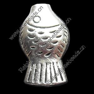 Beads, Zinc Alloy Jewelry Findings, Fish, 9x15mm, Sold by Bag