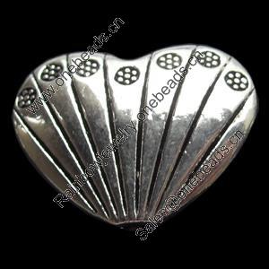 Beads, Zinc Alloy Jewelry Findings, Heart, 22x17mm, Sold by Bag