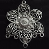 Connector, Zinc Alloy Jewelry Findings, Flower, 36x49mm, Sold by Bag