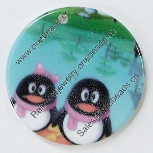 Resin Pendants, Flat Round 30mm Hole:2mm, Sold by Bag