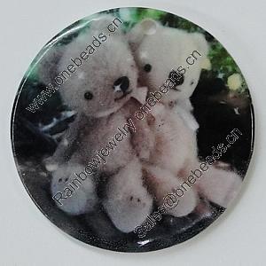 Resin Pendants, Flat Round 30mm Hole:2mm, Sold by Bag