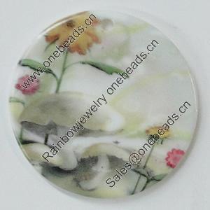 Resin Pendants, Flat Round 30mm Hole:2mm, Sold by Bag