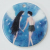 Resin Pendants, Flat Round 30mm Hole:2mm, Sold by Bag