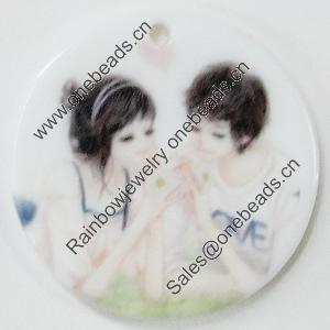 Resin Pendants, Flat Round 30mm Hole:2mm, Sold by Bag