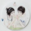 Resin Pendants, Flat Round 30mm Hole:2mm, Sold by Bag