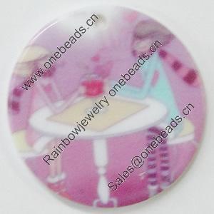 Resin Pendants, Flat Round 30mm Hole:2mm, Sold by Bag