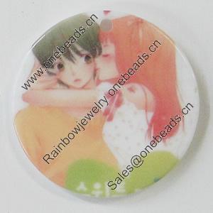 Resin Pendants, Flat Round 30mm Hole:2mm, Sold by Bag