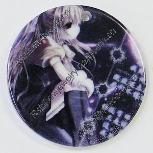 Resin Pendants, Flat Round 30mm Hole:2mm, Sold by Bag