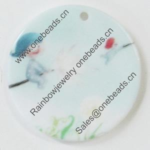 Resin Pendants, Flat Round 30mm Hole:2mm, Sold by Bag