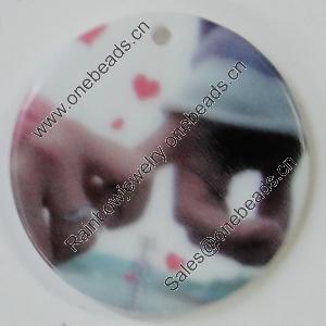 Resin Pendants, Flat Round 30mm Hole:2mm, Sold by Bag