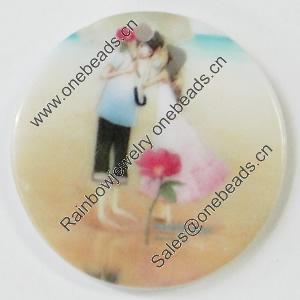 Resin Pendants, Flat Round 30mm Hole:2mm, Sold by Bag