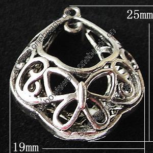 Copper Pendants Jewelry Findings Lead-free, 19x25mm, Sold by Bag