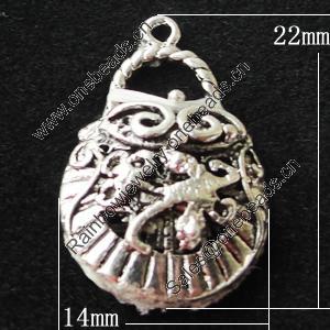 Copper Pendants Jewelry Findings Lead-free, 14x22mm, Sold by Bag