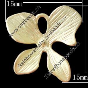 Copper Pendants Jewelry Findings Lead-free, Flower 15mm, Sold by Bag