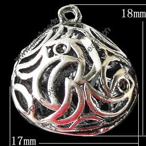 Copper Pendants Jewelry Findings Lead-free, 17x18mm, Sold by Bag