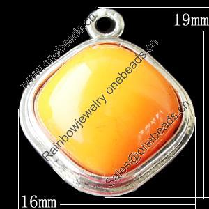 Copper Pendants Jewelry Findings Lead-free, Diamond 16x19mm, Sold by Bag