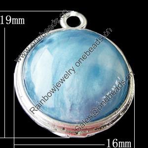 Copper Pendants Jewelry Findings Lead-free, Flat Round 16x19mm, Sold by Bag