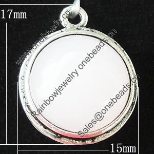 Copper Pendants Jewelry Findings Lead-free, Flat Round 15x17mm, Sold by Bag