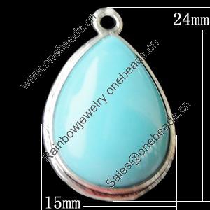 Copper Pendants Jewelry Findings Lead-free, Teardrop 15x24mm, Sold by Bag