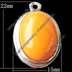 Copper Pendants Jewelry Findings Lead-free, Flat Oval 15x22mm, Sold by Bag