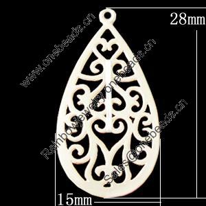 Copper Pendants Jewelry Findings Lead-free, Teardrop 15x28mm, Sold by Bag