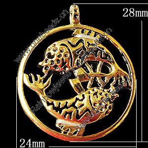 Copper Pendants Jewelry Findings Lead-free, 24x28mm, Sold by Bag