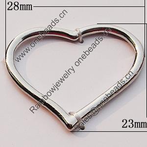 Pendant, Zinc Alloy Jewelry Findings, Heart 28x23mm, Sold by Bag