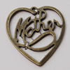 Pendant, Zinc Alloy Jewelry Findings, Heart 27x28mm, Sold by Bag