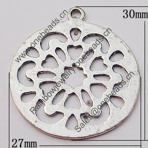 Pendant, Zinc Alloy Jewelry Findings, Flat Round 27x30mm, Sold by Bag