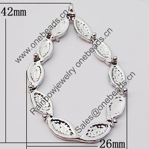 Pendant, Zinc Alloy Jewelry Findings, 26x42mm Hole:2.5mm, Sold by Bag