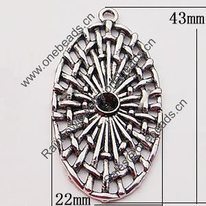 Pendant, Zinc Alloy Jewelry Findings, Flat Oval 22x43mm Hole:2.5mm, Sold by Bag