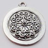 Pendant, Zinc Alloy Jewelry Findings, Flat Round 35x39mm Hole:3mm, Sold by Bag