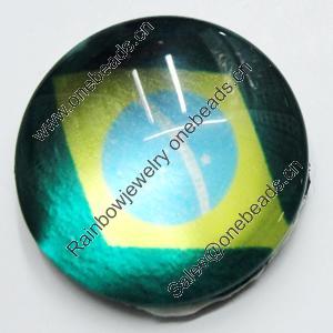 Resin Cabochons, No-Hole Jewelry findings, Round, 30mm, Sold by Bag