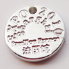 Pendant, Zinc Alloy Jewelry Findings, Flat Round 14mm, Sold by Bag
